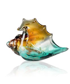 Sculpture coquillage conque turquoise pm